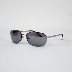 Fossil Sunglasses MS3807 Frameless Silver Arms Black Lenses w Case Sleek Modern